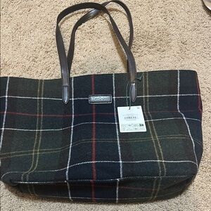 Barbour Plaid Tote Bag - Black and Red